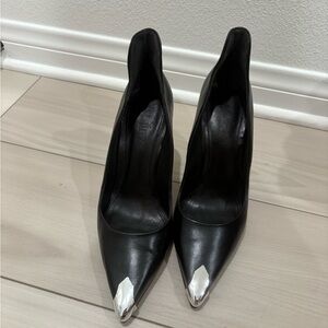 SCHUTZ Black Heels with Silver Tips